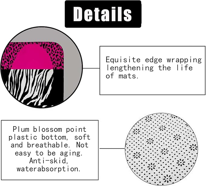 4PCS Hot Pink Leopard Print Shower Curtain Sets with Rugs, Waterproof Fabric Shower Curtain, Love Heart Black and White Zebra Cheetah Print Wildlife Safari Animal Skin Fashion Bathroom Decor