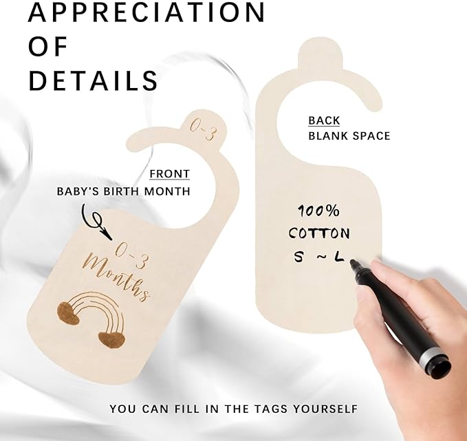 7pcs Baby Closet Dividers for Clothes Organization, Wooden Double-Sided Baby Clothes Dividers for Closet, Wooden Baby Clothes Organizer from Newborn to 24 Months