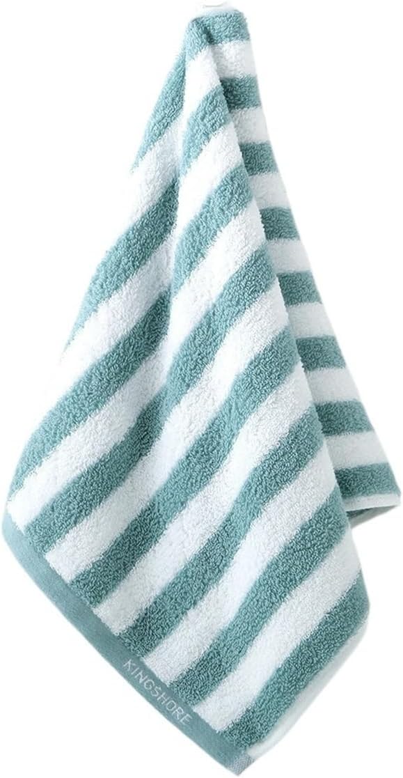 3 Pack Cotton Bath Towels, 70x33 cm, Soft and Absorbent, Jacquard Stripe Design for Home(Blue)