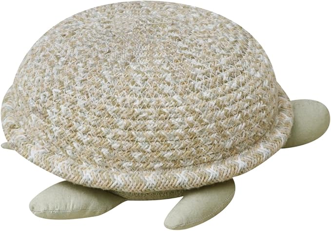 Lorena Canals Basket for Kids Baby Turtle. Olive Ivory Natural Size: 4" x 10" x 9"