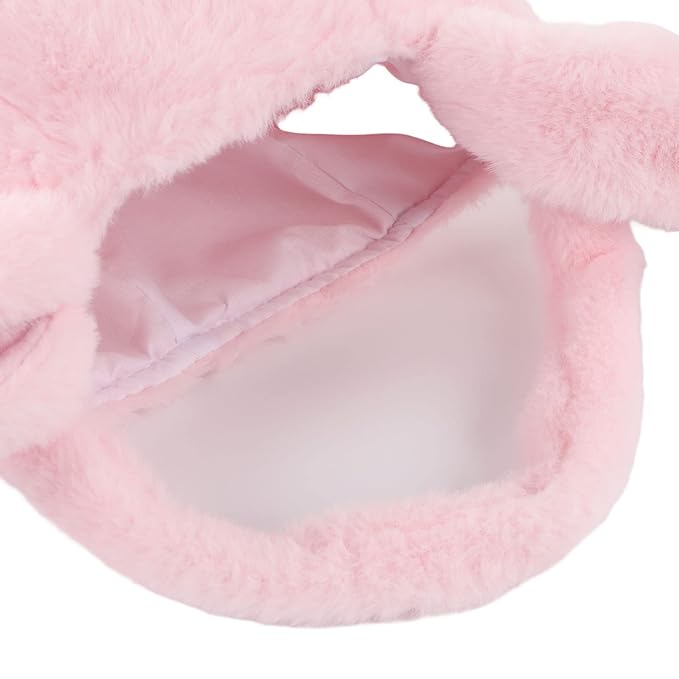 Plush Easter Bunny Basket, Children Easter Basket with Long Ears, Cute Cartoon Rabbit Plush Bag for Easter Egg Hunt, Soft and Durable Easter Bunny Gift for Kids (Pink)