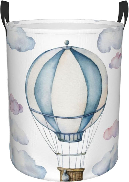 Hot Air Balloon Round Laundry Hamper Storage Basket Toys Clothes Organizer Bin For Home Bathroom Bedroom Dorm Nursery, 38l