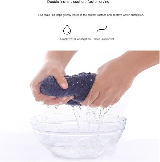 3-Pack Cotton Towels, Soft Absorbent Cloths for Personal Use, 34x34 cm(Blue)