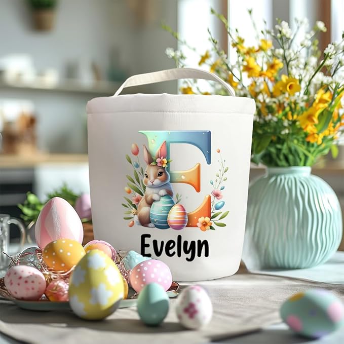 callie Personalized Easter Basket Stuffers, Custom Initial and Name on Basket Stuffers, Easter Bonus Gifts Brithday Gifts for Family Son Daughter (Cute Rabbit)
