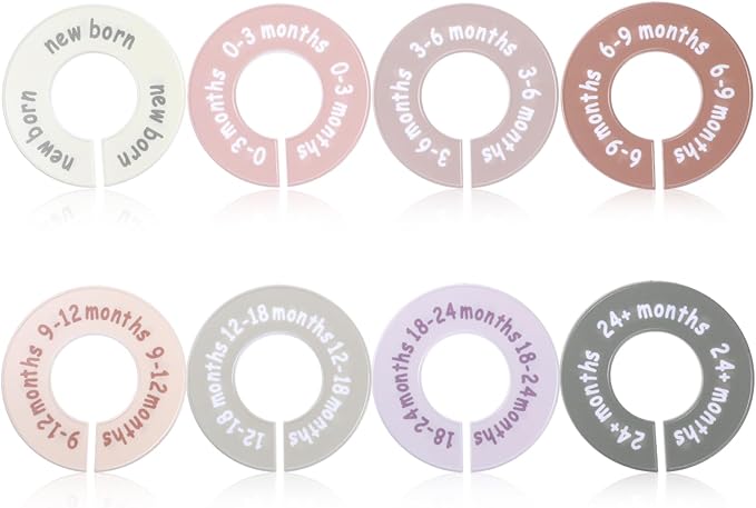 Hecila Baby Closet Dividers Baby Closet Dividers for Cloth 8PCS Unisex Round Double-Sided Clothes Size Divider Child Clothes Organizers Labels Wardrobe Organizer Hanger Divider from Newborn to Toddler