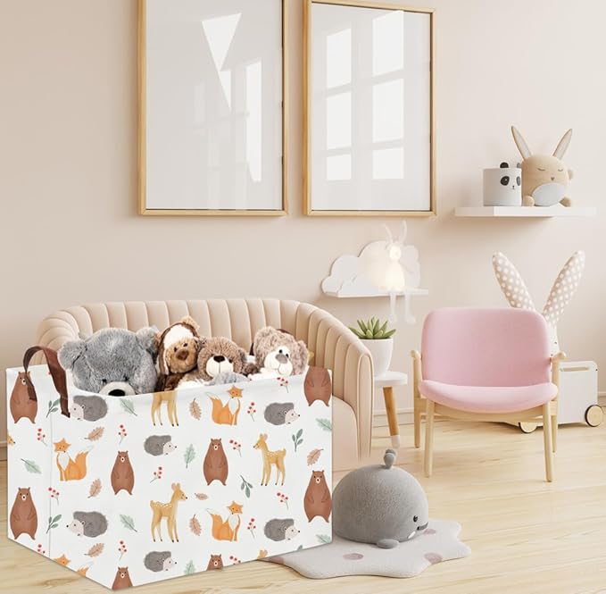 Rectangular Kids Storage Basket Gift Basket Baby Storage Basket Cute Kids Toy Storage Bin Organizer Shelf Book Basket Room Decor(Yellow Animal)