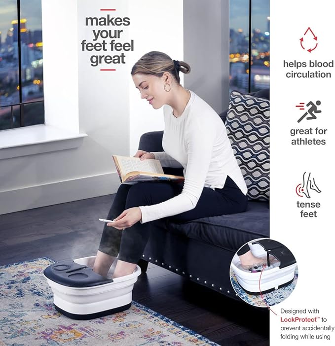 Medical king Foot Spa with Heat and Massage and Jets Includes A Remote Control A Pumice Stone Collapsible Massager with Bubbles and Vibration