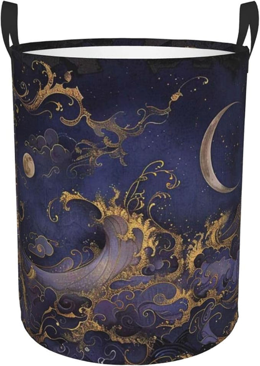 Purple Laundry Basket Starry Sky Decor,Waterproof Laundry Hamper Celestial Decor Collapsible Laundry Baskets With Handles,Toy/Clothes Storage Basket For Home Bedroom Bathroom Decor