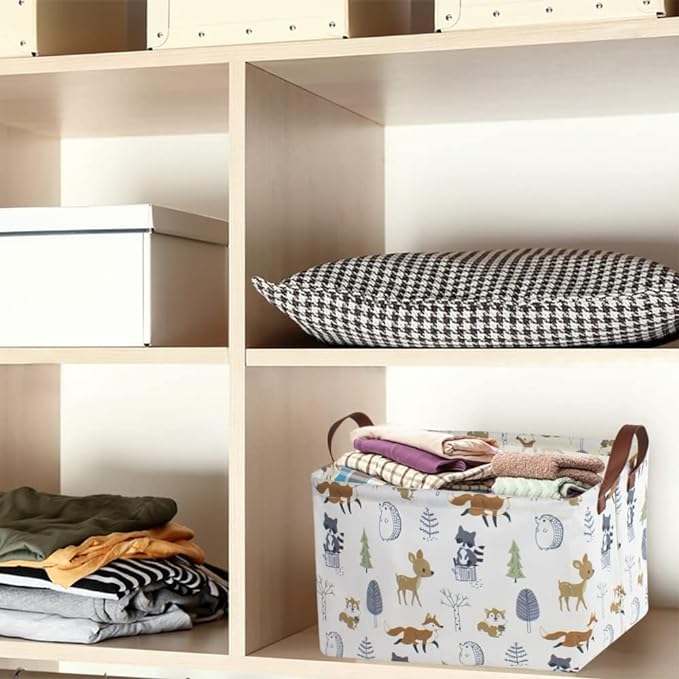 Rectangular Storage Basket, Books Box, Gift Basket, Room Decor(Animal)
