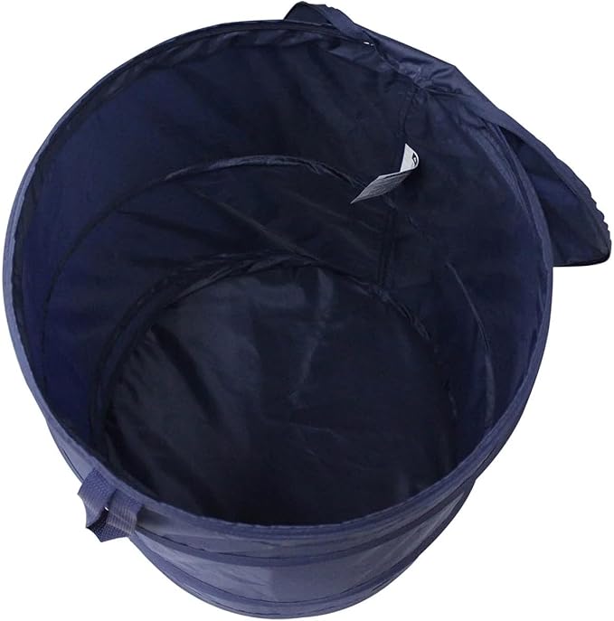 Portable Pop-Up Laundry Hamper with Zipper Lid, Navy Blue, 2-Load Capacity