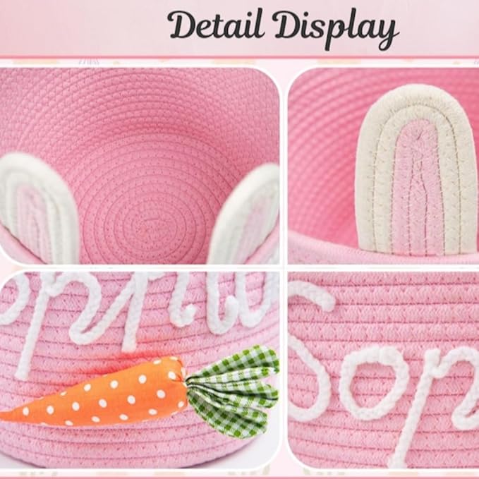 Personalized Easter Basket for Kids, Custom Name Easter Bunny Basket, Easter Egg Hunt Basket, Easter Bucket, Boy Girls Easter Basket (26x20x6cm)