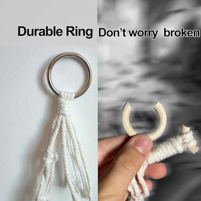 2 Pcs 80” Cotton Hanging Storage Chains for Stuffed Animal, Each Boho Display Chain Comes with 20 Metal Clips, Nursery Hanging Storage Organizer for Wall or Corner Nursery playroom (Beige)