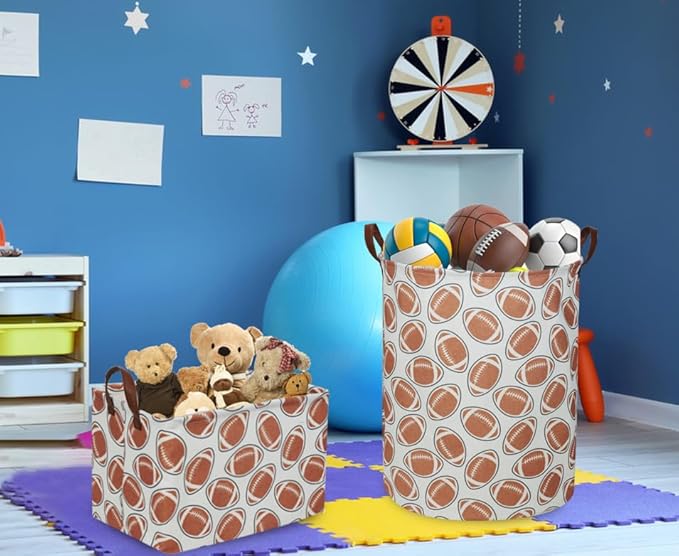 ESSME Kids Laundry Basket,Football Laundry Hamper for Boys Room Decor,Boys hamper,Nursery Hamper,Home Organizer.(Footballs)