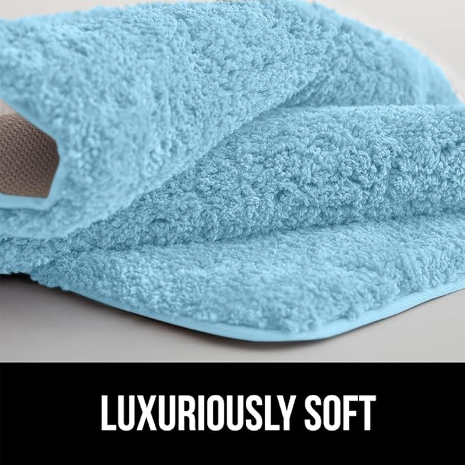 GORILLA GRIP Bathroom Rugs, Ultra Soft Absorbent Mat, Thick Plush Bath Rug, Machine Washable, Microfiber Quick Dry, Mats for Shower, Bathtub and Floor, Home Decor Accessories, 24x17, Sky Blue