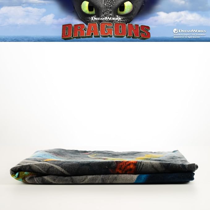 How to Train Your Dragon Toothless Kids Super Soft Cotton Bath/Pool/Beach Towel, 58 in x 28 in, (Offically Licensed Product) by Franco