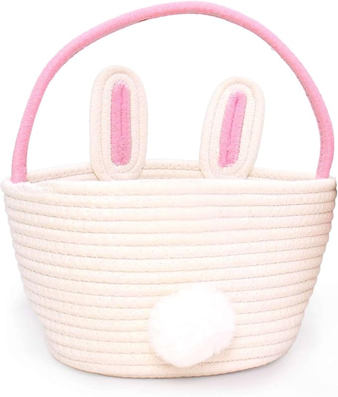 Easter Bunny Rope Basket (Unpersonalized - Pink)