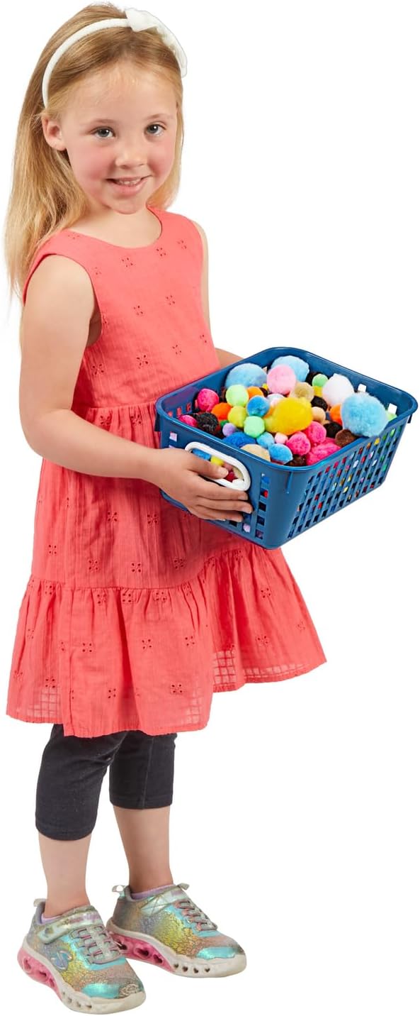 Really Good Stuff Medium Plastic Book Baskets, 11" x 7.5" x 4.5", 4 Pack, Cool & Calm Group Colors, Versatile Storage Solution for Classroom, Home, and Office, Toy Storage, Multi-Purpose