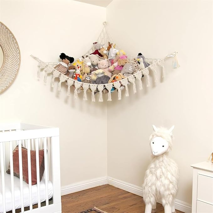 Stuffed Animals Toy Storage Hammock Wall Hanging Net Corner Hanging Organizer Bedroom Plush Toy Holder for Room Decor 47.2 Inch