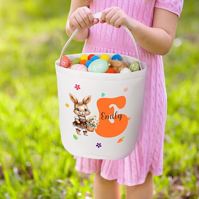 callie Personalized Easter Basket Stuffers, Custom Initial and Name on Basket Stuffers, Easter Bonus Gifts Brithday Gifts for Family Son Daughter (Flowers Rabbit)