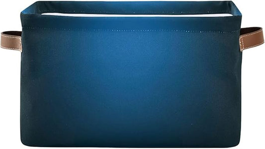 YETTASBIN Blue Solid Color Storage Basket 1pc, Large Collapsible Toys Clothes Organizer, Durable Canvas Storage Bin with Handle for Shelves Closet Laundry Home Office Decor