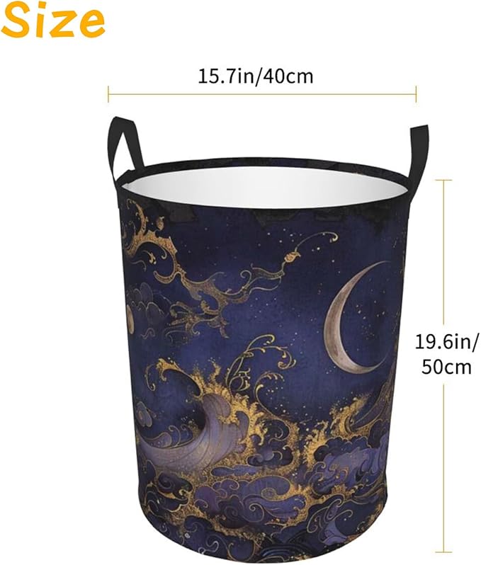 Purple Laundry Basket Starry Sky Decor,Waterproof Laundry Hamper Celestial Decor Collapsible Laundry Baskets With Handles,Toy/Clothes Storage Basket For Home Bedroom Bathroom Decor