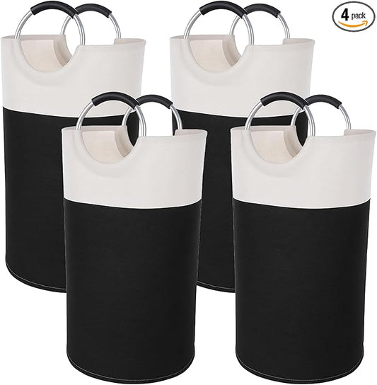 4 Pack 82L Laundry Basket, Waterproof Fabric Clothes Baskets Dirty Clothes Hamper Laundry Bag with Foam-Protected Aluminum Handles for College Dorm Family Bathroom