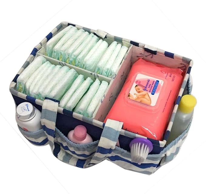 Bacati Little Sailor Nursery Fabric Storage Caddy with Handles, Blue