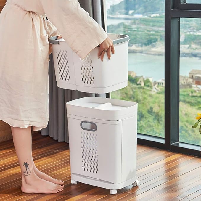 Removable Laundry Basket Classification Thickened Storage Rack Household Storage Bucket White