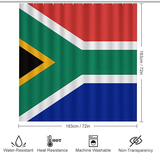 4 Piece Bathroom Rug Set with Shower Curtain, Non-Slip Bath Mat Toilet Cover Set, South Africa Flag Bathroom Rug Sets