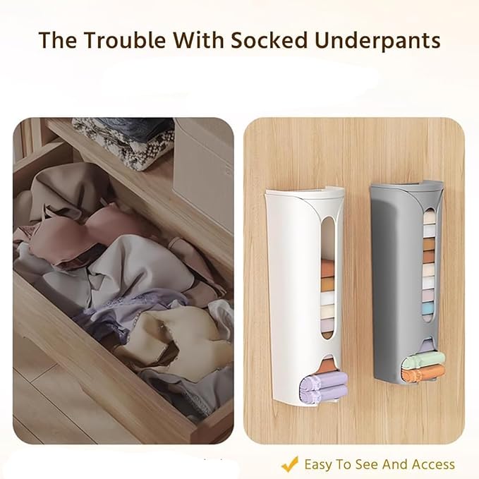 2023 New Wall Mounted Socks Panties Storage Box, Underwear Organizer Wall Mount - Punch Free Multifunctional Storage Box for Storing Panty, Lingerie, Ties (3PCS)