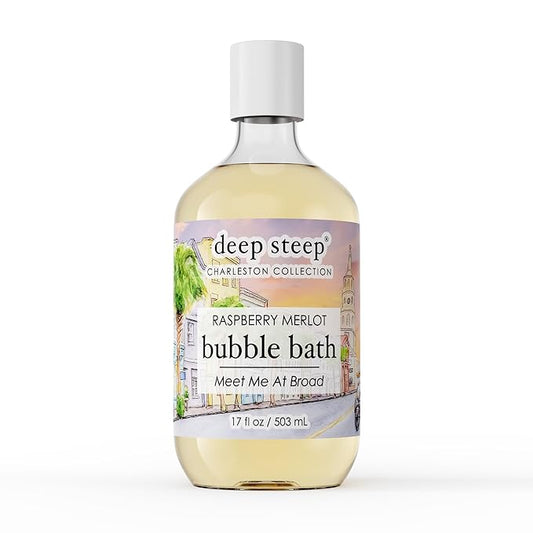 Deep Steep Raspberry Merlot Bubble Bath for Women, Hypoallergenic, Clinically Tested, Clean Formula for Sensitive Skin, Sulfate-Free, 17 fl oz Bottle, Essential Bath Accessories
