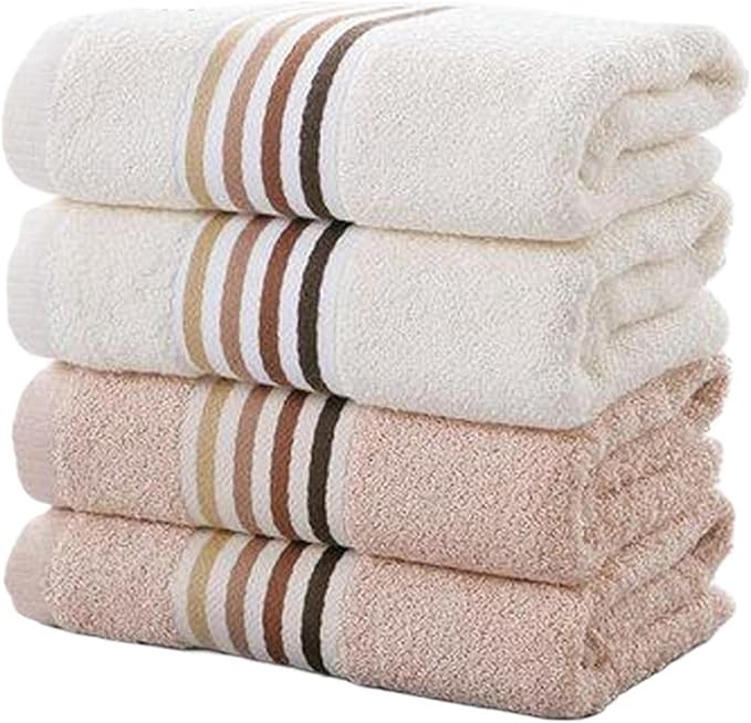 3 Pack Cotton Towels 72x34cm, Thick Absorbent Jacquard Weave Bath and Wash Towels, Soft(Dark Brown)