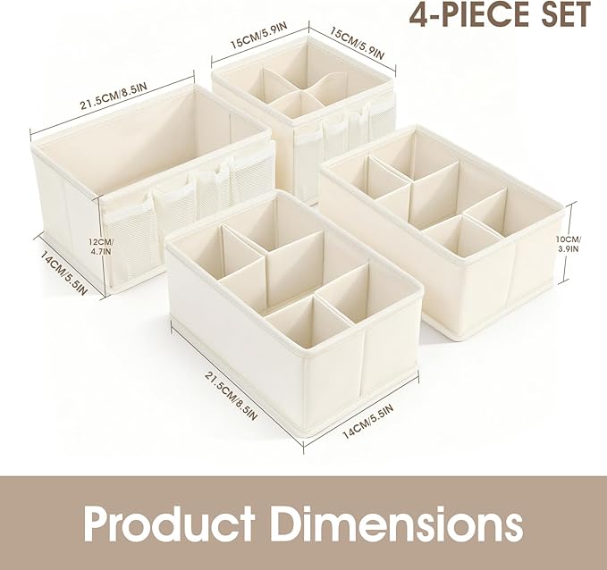 VERONLY Cosmetic Storage Bins Makeup Organizer, Adjustable Multifunction Storage Box Desk Drawer Divider for Makeup Brushes, Bathroom Countertop or Dresser, Set of 4