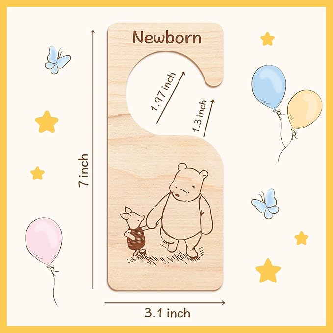 8PCS Winnie Baby Closet Divider -Winnie Nursery Decor Wardrobe Baby Closet Organizer,Daisy Design Nursery Decor Clothes Hanger Dividers for Sorting 8 from Newborn to 24+ Months