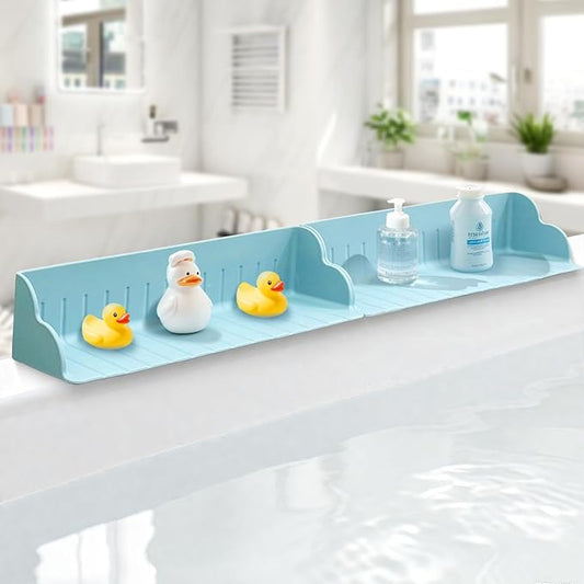 2 PCS Bath Splash Guard for Tub Kids, Guard Splash for Tub, Bathtub Splash Guard for Kids, Silicone Bath Guard Splash, Bathtub Toy Holder With 4 Strong Suction Cups