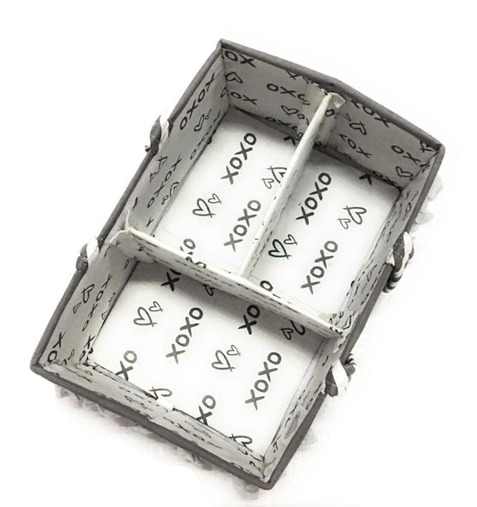 Bacati Love Unisex Nursery Fabric Storage Caddy with Handles, Silver/Grey