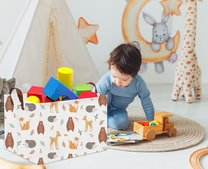 Rectangular Kids Storage Basket Gift Basket Baby Storage Basket Cute Kids Toy Storage Bin Organizer Shelf Book Basket Room Decor(Yellow Animal)