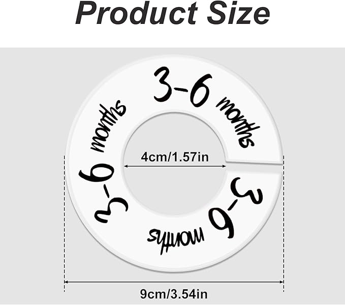 Baby Closet Dividers 6 Pack, Unisex Nursery Closet Organizer for Easy Sorting, 0-24 Months Hanger Divider from Newborn to Toddler, Baby Clothing Dividers Age Divider Fits Most Rod(White)