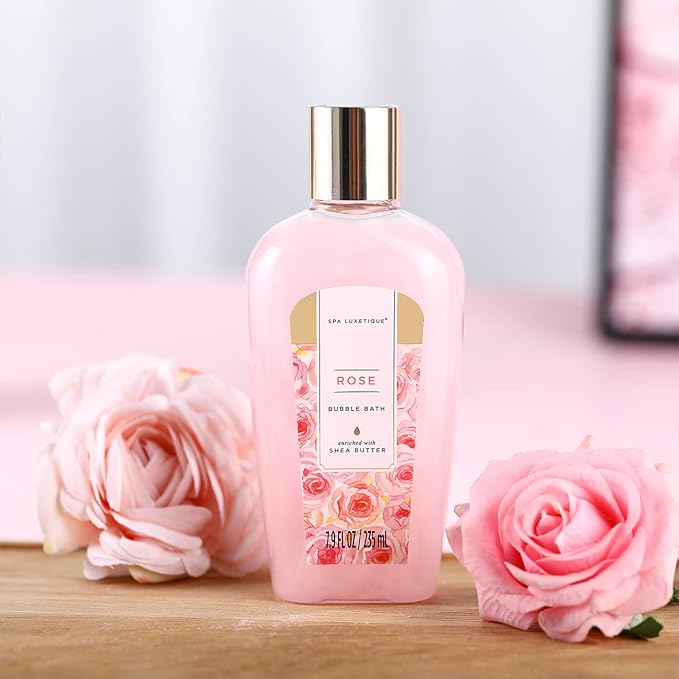 spa luxetique Gift Set For Women, Bath Sets for Women Gift, 8 Pcs Rose Spa Basket Includes Bubble Bath, Shower Gel, Body Lotion, Mom Birthday Gifts, Mother‘s Day Gifts for Her