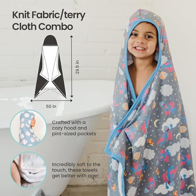 Copper Pearl Hooded Bath Towels Premium Knit/Terry Cloth Toddler Towels with Hood, Pockets, and Cool Designs - Great to Gift and Make Bath Time Fun - Big Kids Hooded Towel, Bloom