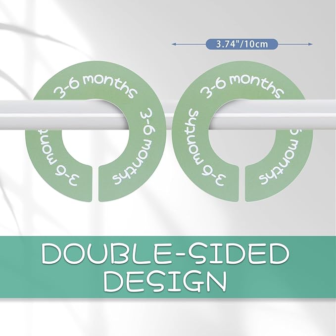 Baby Closet Dividers - Set of 8 Round Double-Sided Clothes Dividers from Newborn to Toddler, Gender-Neutral Baby Clothes Organizer