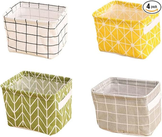Fabic Storage Basket Baby Nursery Basket College Dorm Basket For Makeup, Book 7.9"*6.3"*5.5" - 4 pack