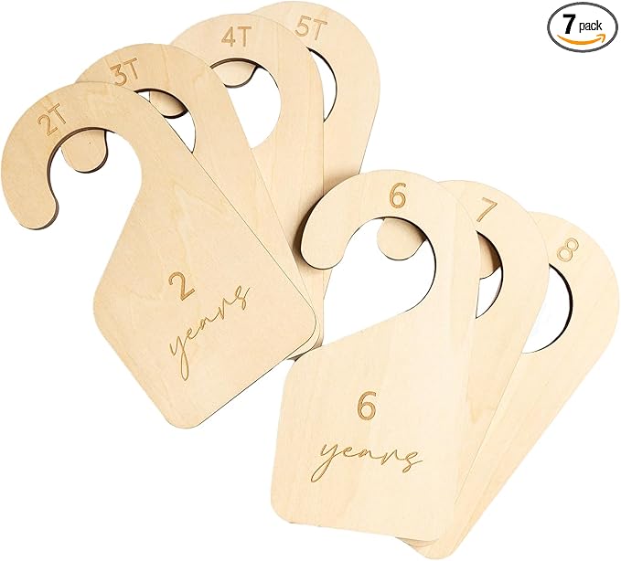 Modern Double-Sided Toddler Closet Dividers, Child Closet Organizers – Set of 7 Durable Kids Closet Size Hangers