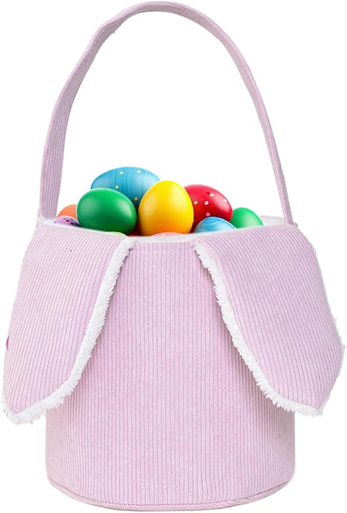 Bunny Egg Hunt Easter Bucket Plush | Easter Bucket Bags With Rabbit Ears,Bunny Ears Baskets For Kids,Easter Bunny Basket,Candy Storage Decorations With Rabbit Ears For Boys Girls