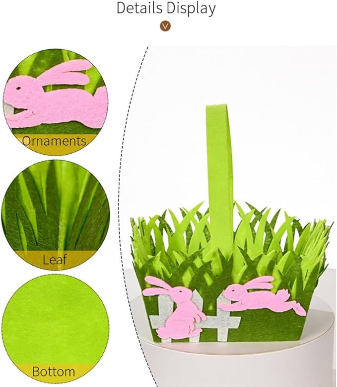 Easter Simulation Lawn Decoration Basket - Easter Bunny and Chick Holiday Storage Basket (A)