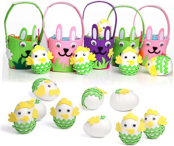 OSOLADY 3Pcs Easter Egg Basket Adorable Bunny Felt Baskets for Egg Hunts and Festival Decorations Fabric for Boy Girl and Family Fun