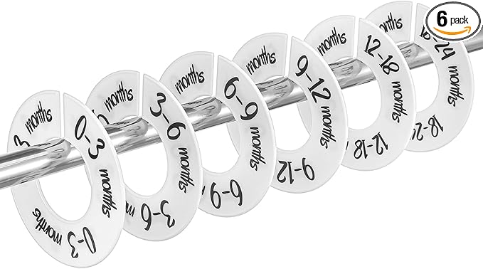 Baby Closet Dividers Unisex Round Baby Clothes Dividers Nursery Closet Organizer Decor Double-Sided Fits Most Rods 6 Pcs