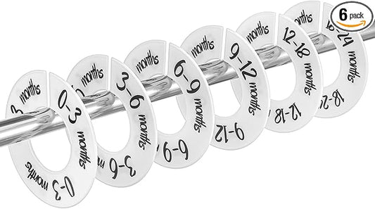 Baby Closet Dividers Unisex Round Baby Clothes Dividers Nursery Closet Organizer Decor Double-Sided Fits Most Rods 6 Pcs