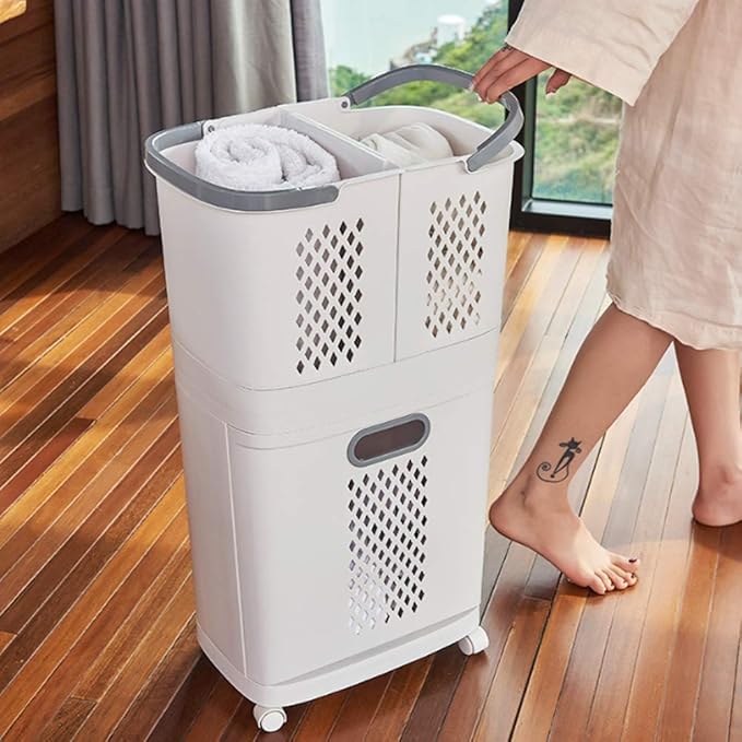 Removable Laundry Basket Classification Thickened Storage Rack Household Storage Bucket White