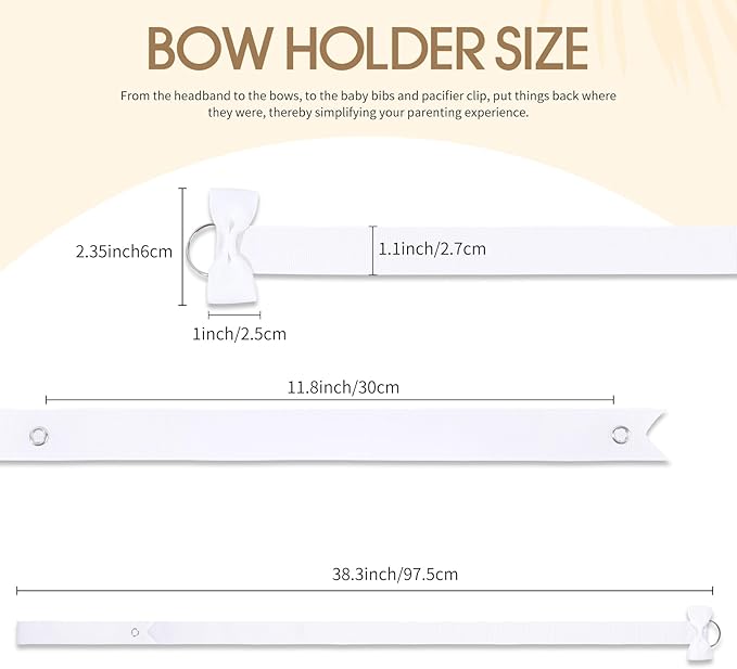 POVETIRE 6PCS Bow Holder Hair Bow Organizer, Hair Clips Storage Bow Holder for Girls Hair Bows, Baby Headband Hair Accessories Organizer Display Wall Hanging for Nursery Decors